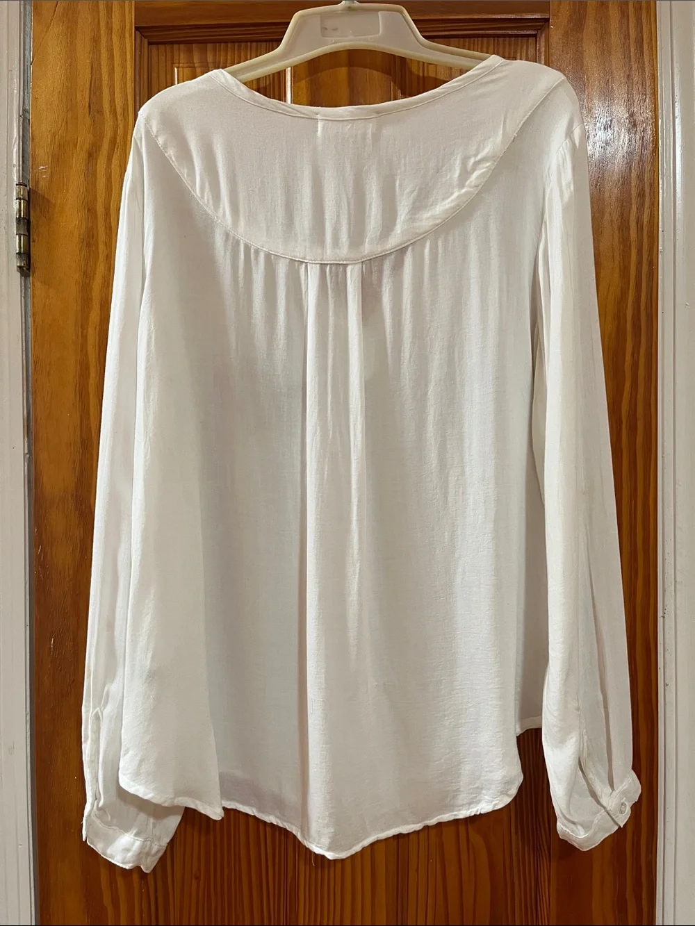 Bella Dahl White 100% Cotton Long-Sleeve V-Neck Women's Tunic Top Summer M